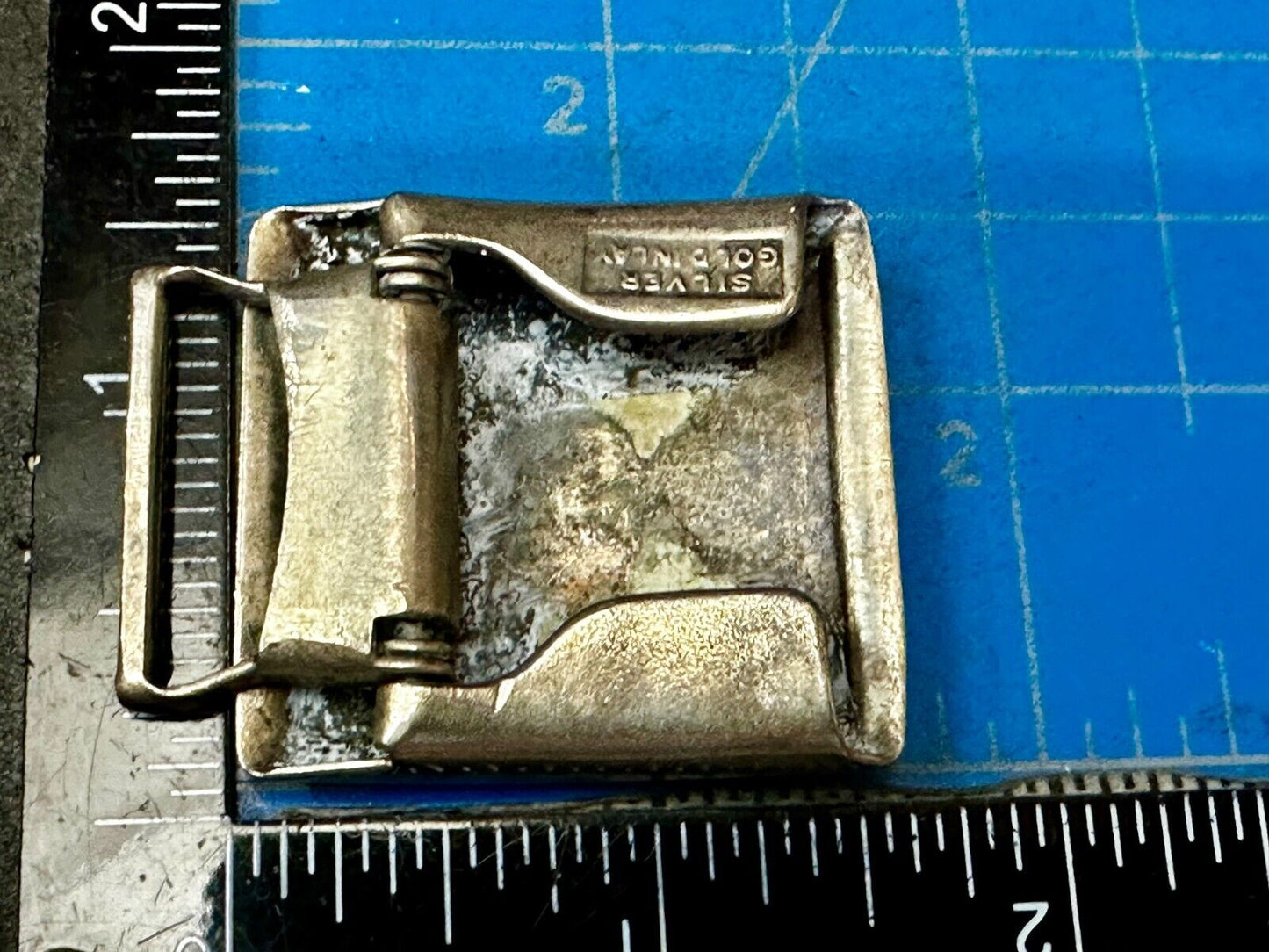 Antique Silver Gold Inlay Belt Buckle Ready To Engrave Letter Monogram Initial