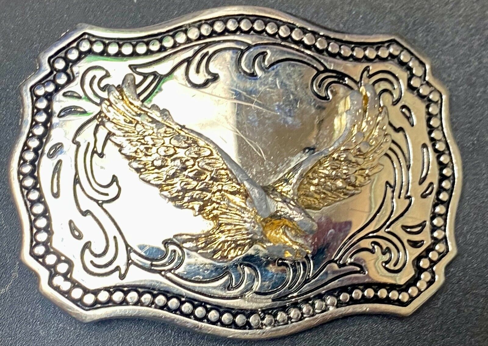 A Made Western Framed American Eagle - Hunting For Food Wings Wide Belt Buckle