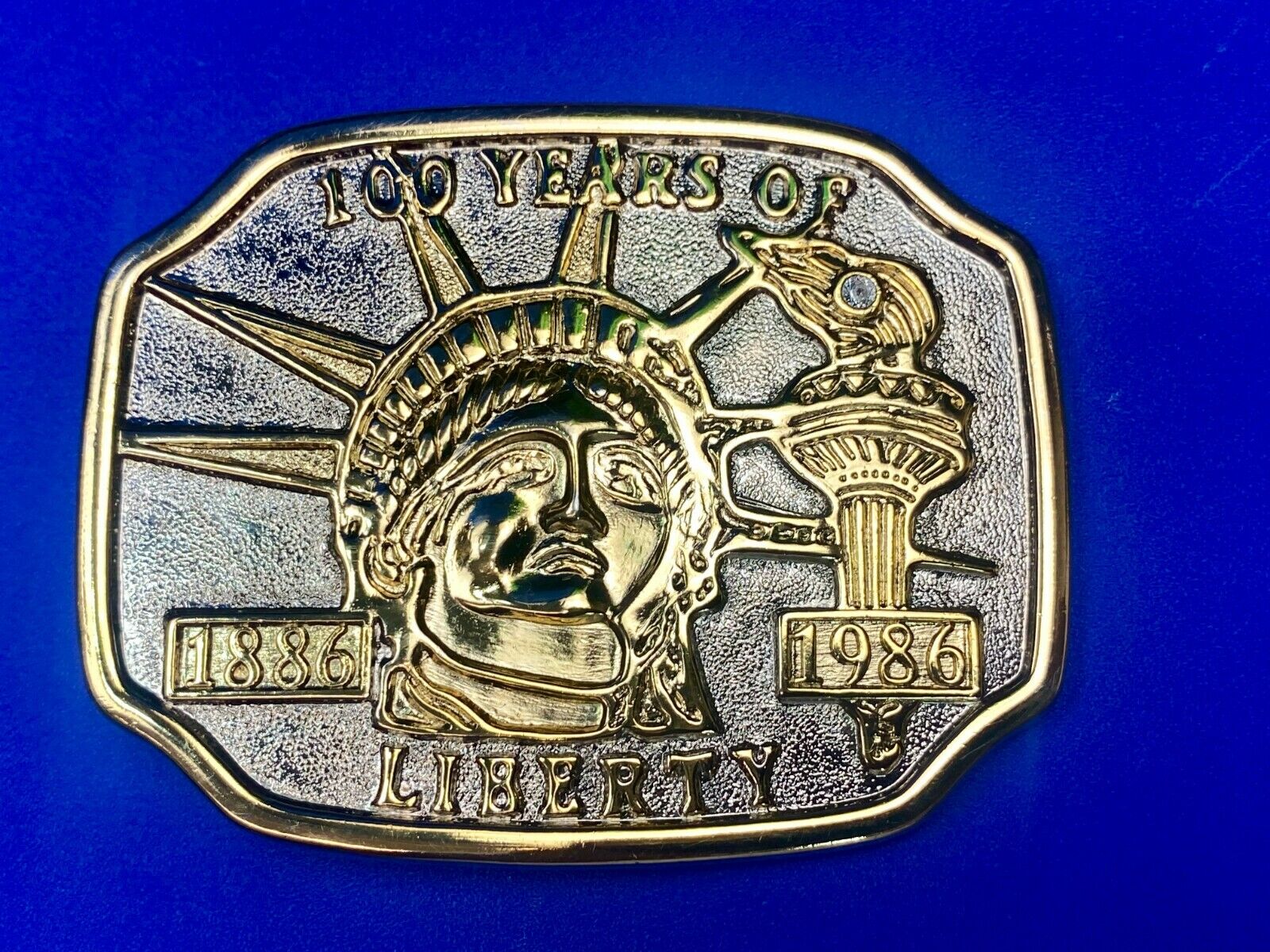 1886-1986 100 Years Of Liberty Statue Of Liberty Patriotic Belt Buckle