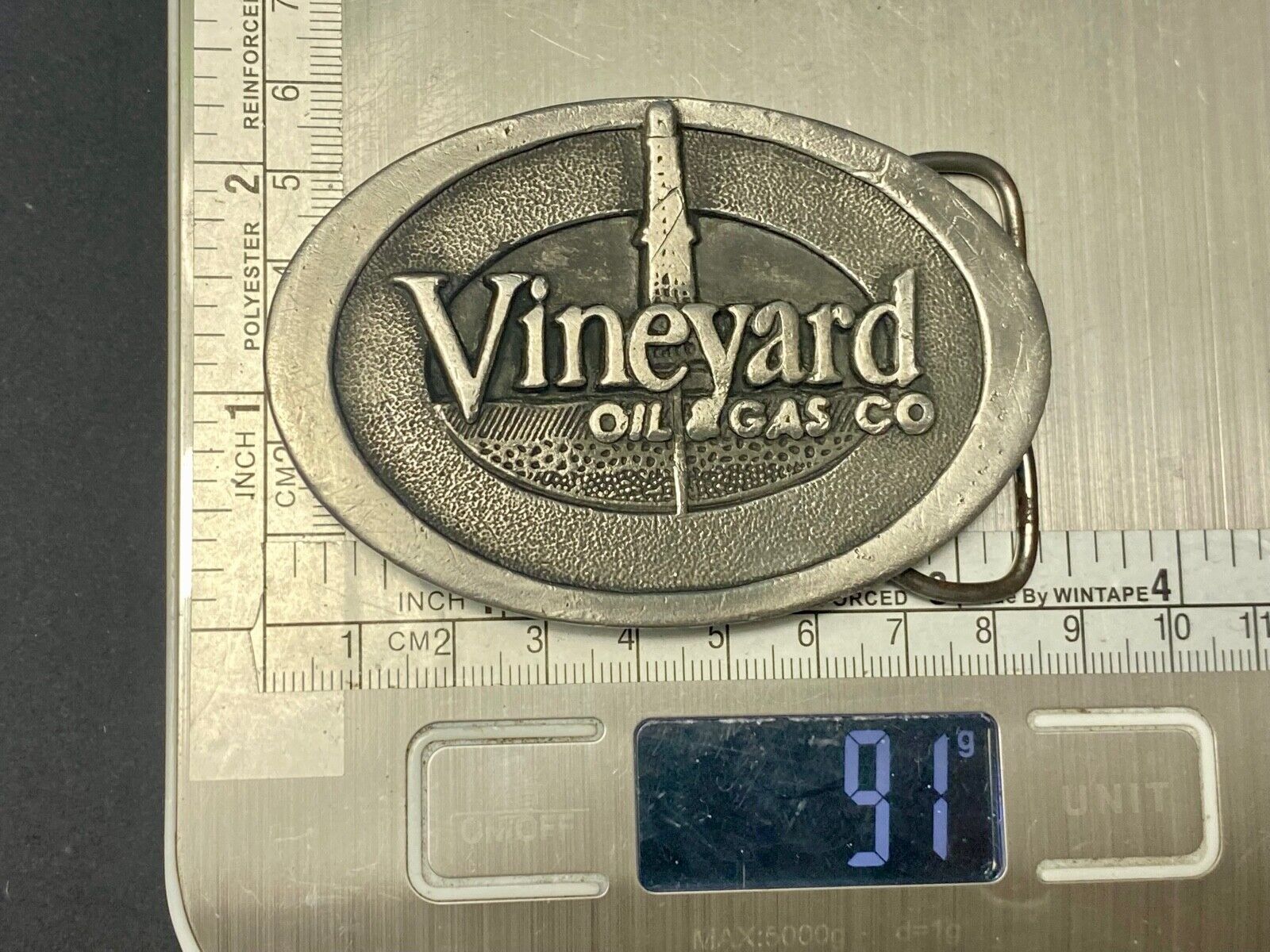 Vineyard oil pipeline rig gas company PA Promotional Advertising belt buckle 
