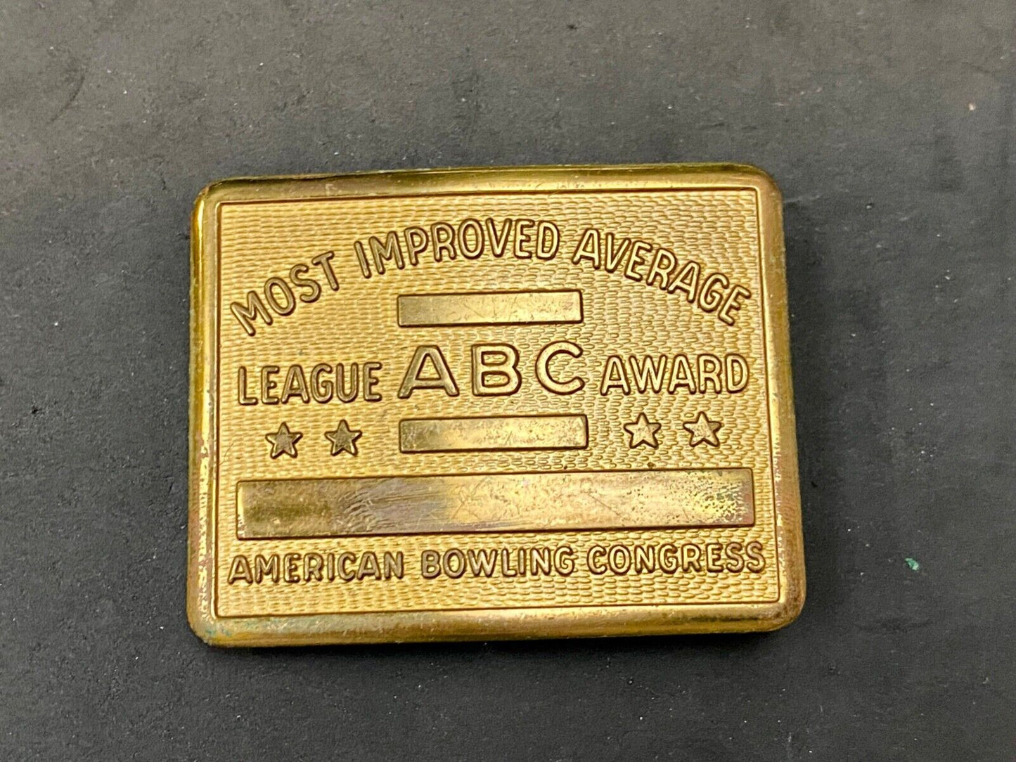 ABC Bowling Bowler's BLANK Most improved average award belt buckle NOT engraved!
