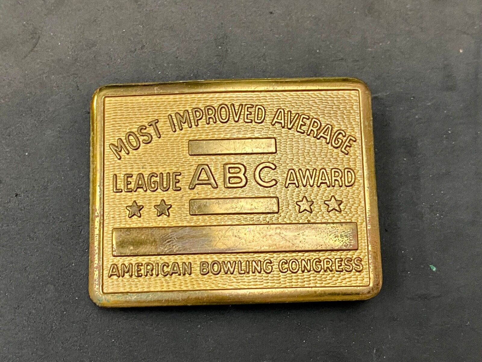 ABC Bowling Bowler's BLANK Most improved average award belt buckle NOT engraved!