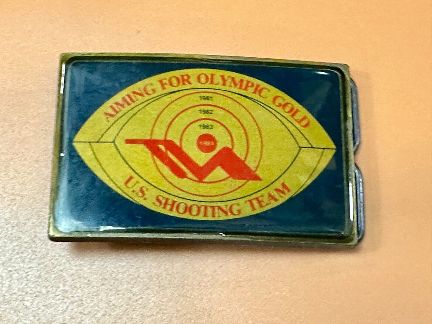 Aiming for Olympic Gold US shooting team 1984 belt buckle