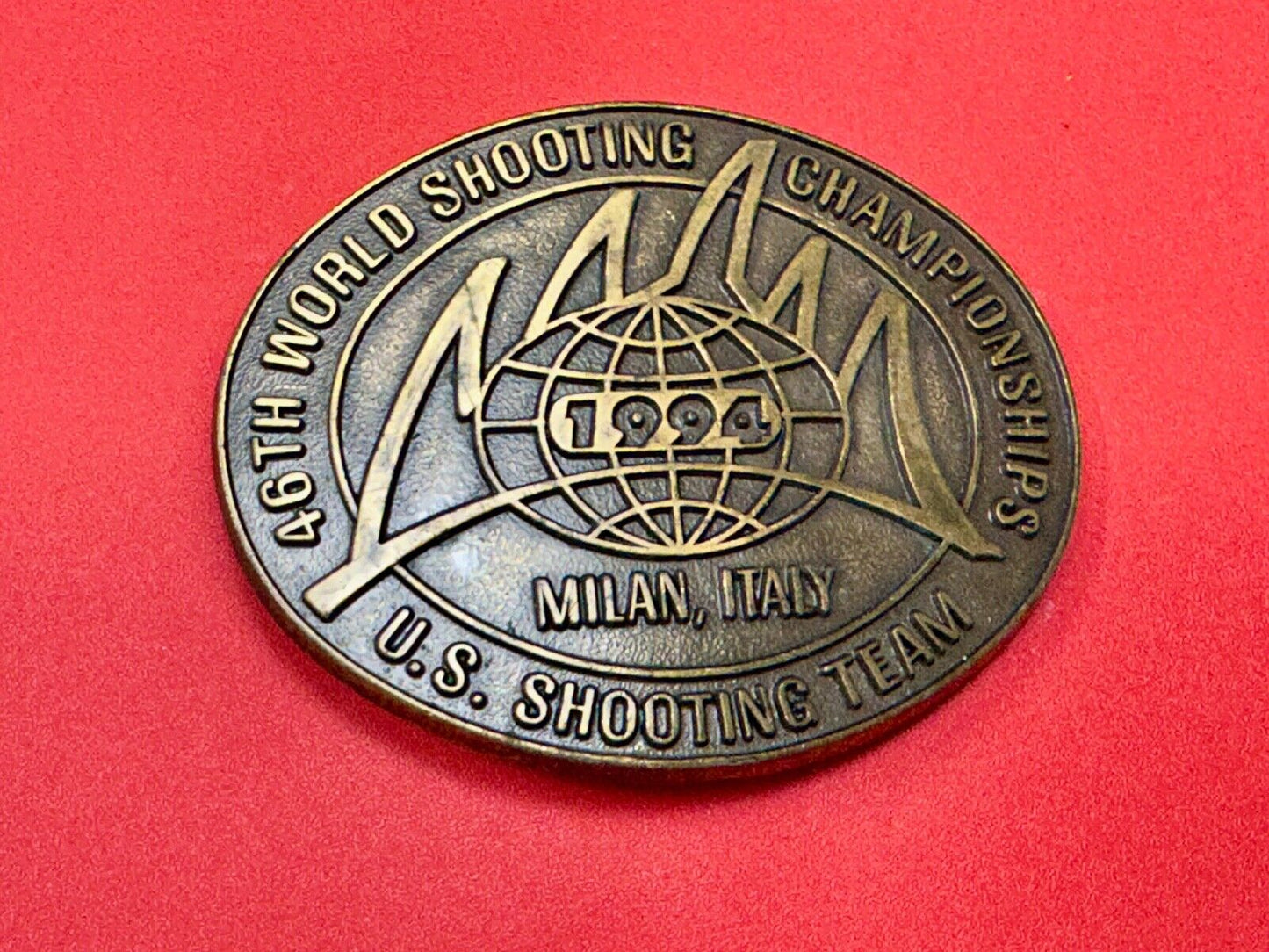 46th Wold Shooting Championships  Milan Italy USA shooting team belt buckle