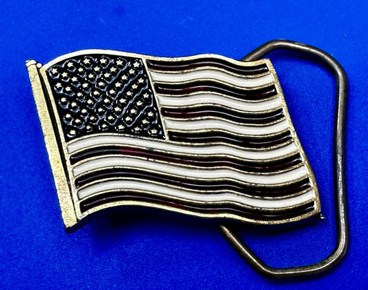 American Flag USA Patriotic Stars Stripe VTG 1981 Small Belt Buckle