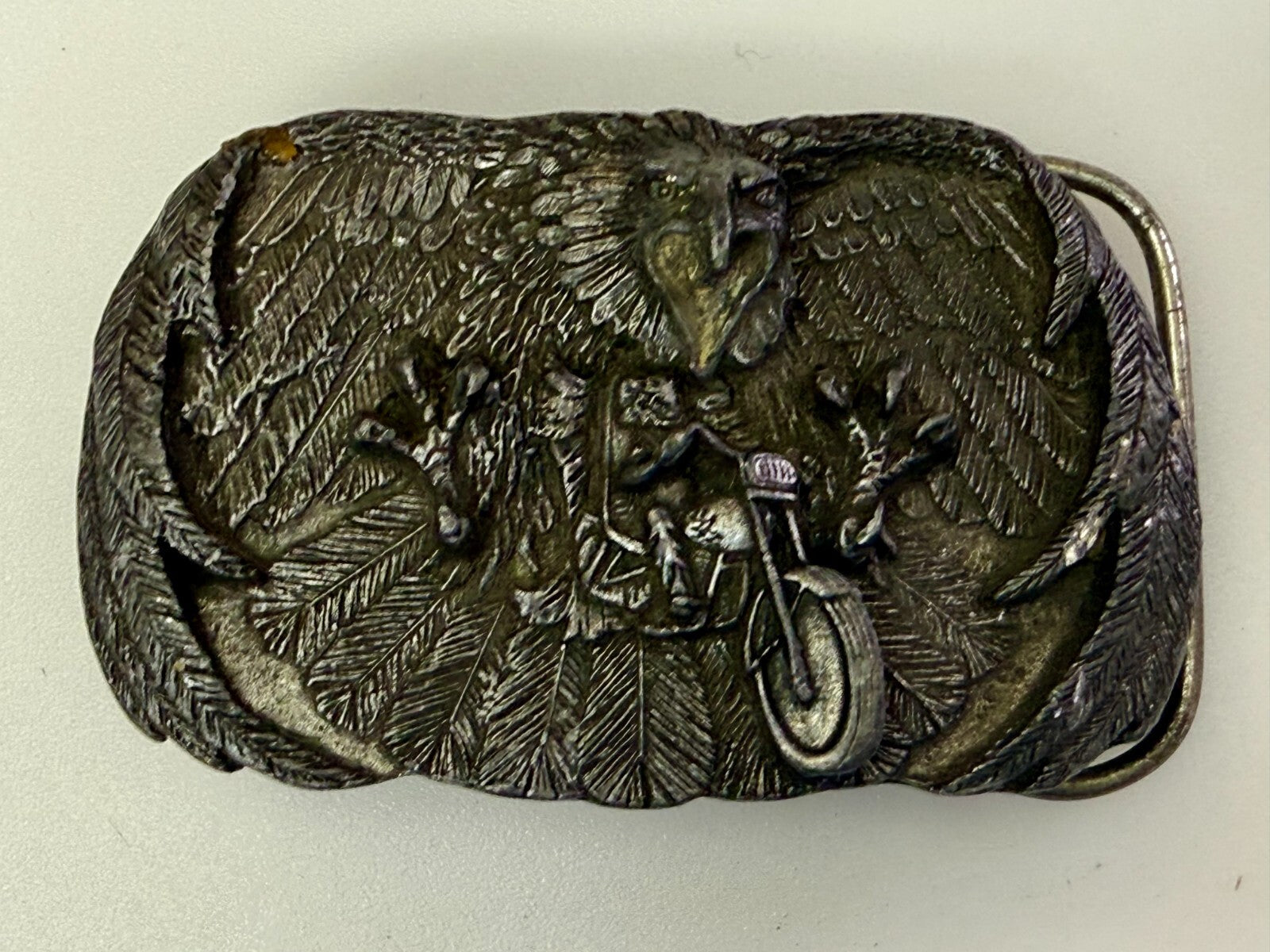 American Bald Eagle Motorcycle Biker Rider VTG 1980 Arroyo Grande Belt Buckle