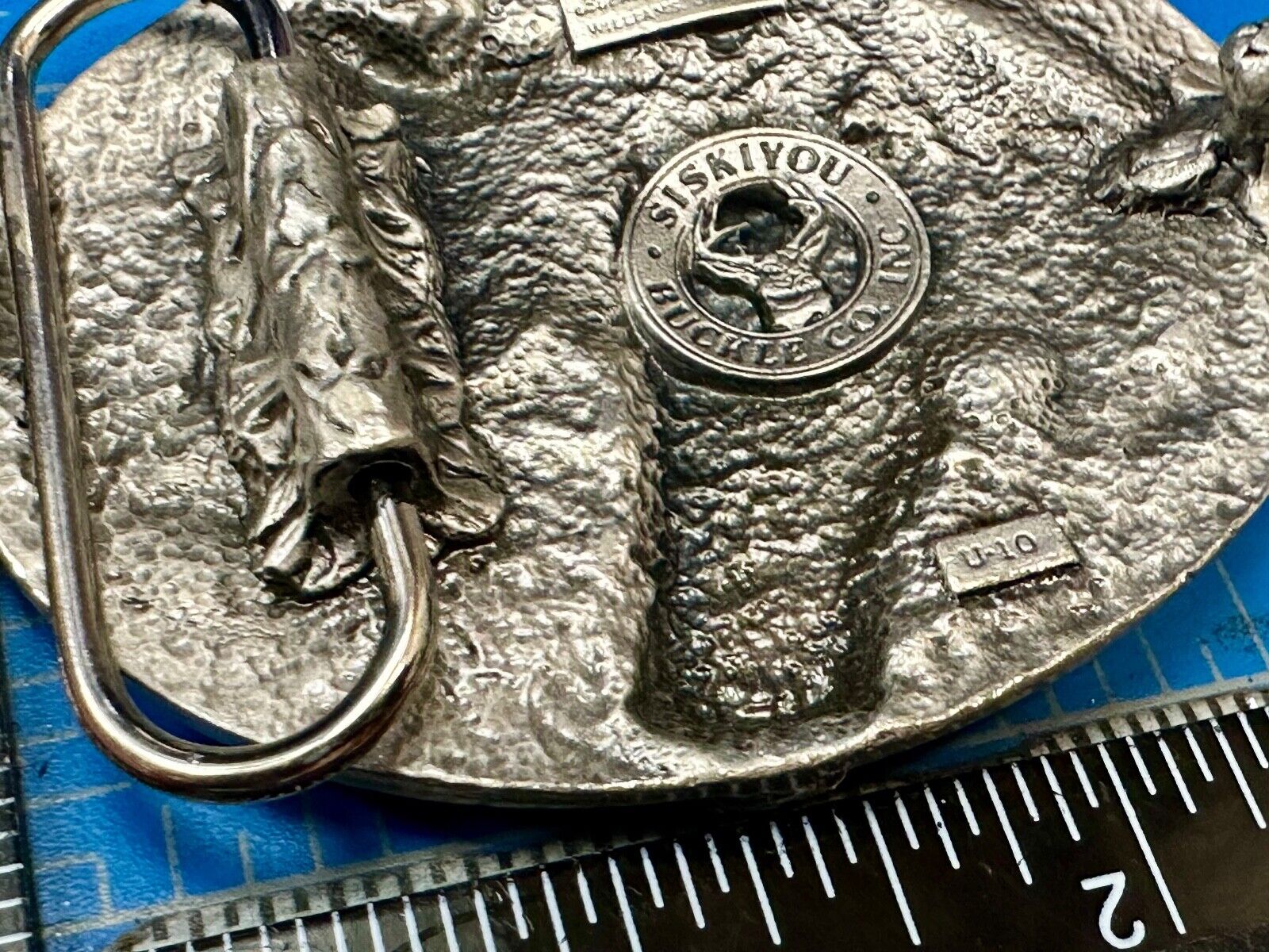 Two Horses - Vintage U-10 Siskiyou Blue Enamel Belt Buckle