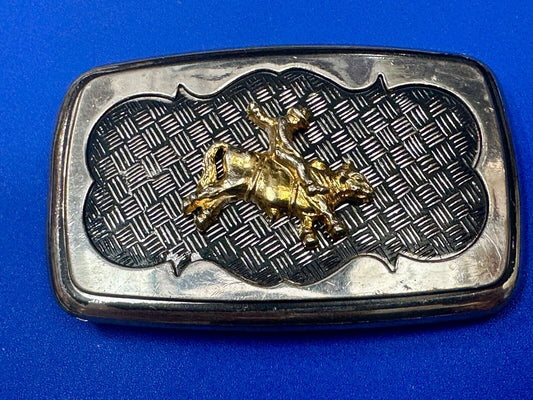 Vintage Cowboy Saddle Bronc western belt buckle with mesh background!