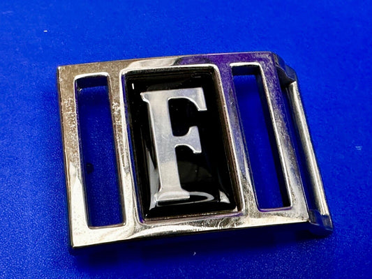 Avon Letter F Monogram Initial Silver & Black Color Vintage Retro Belt Buckle