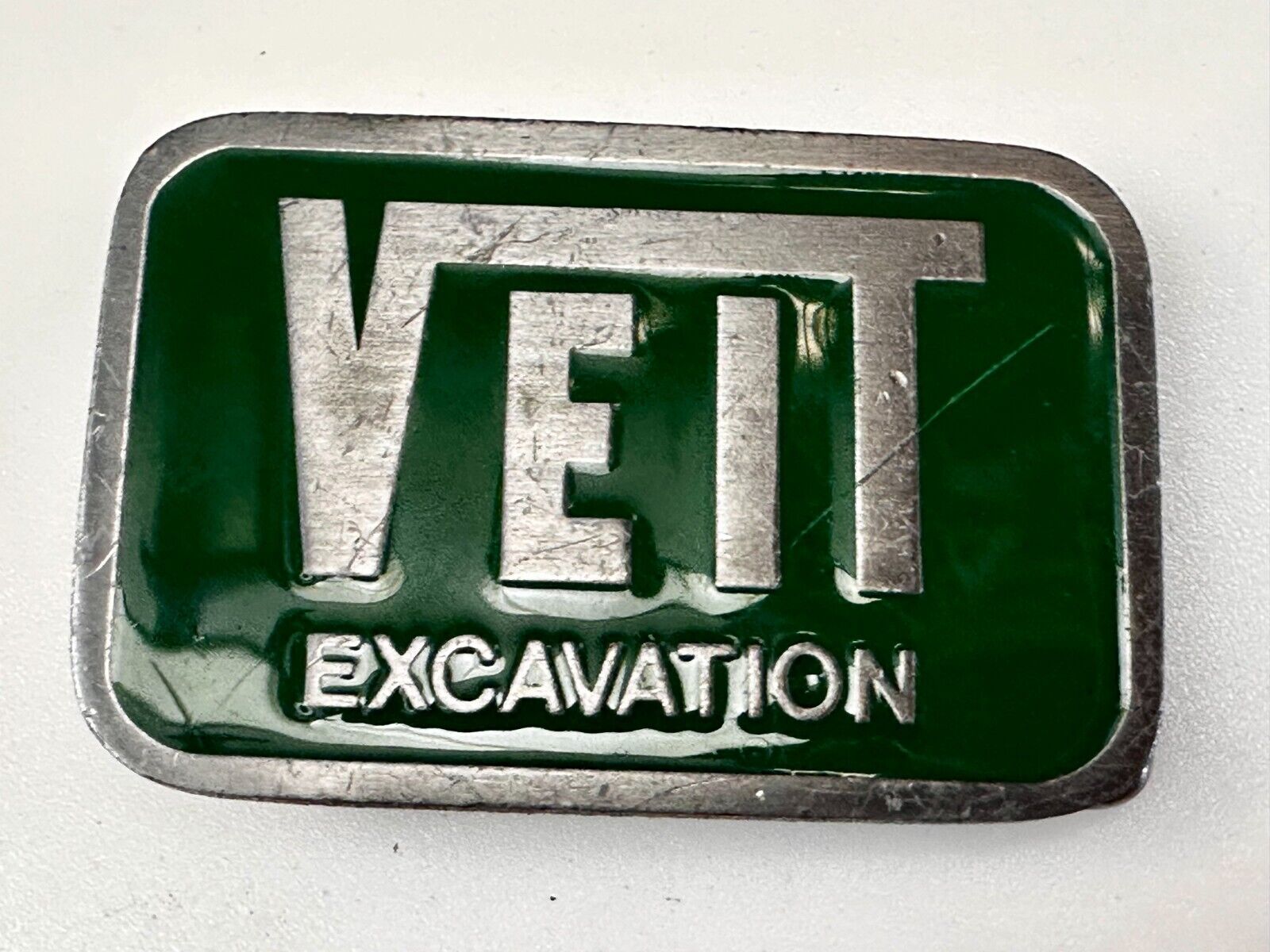 Veit Excavation Demolition Services Company Advertisement CD Hit Belt Buckle