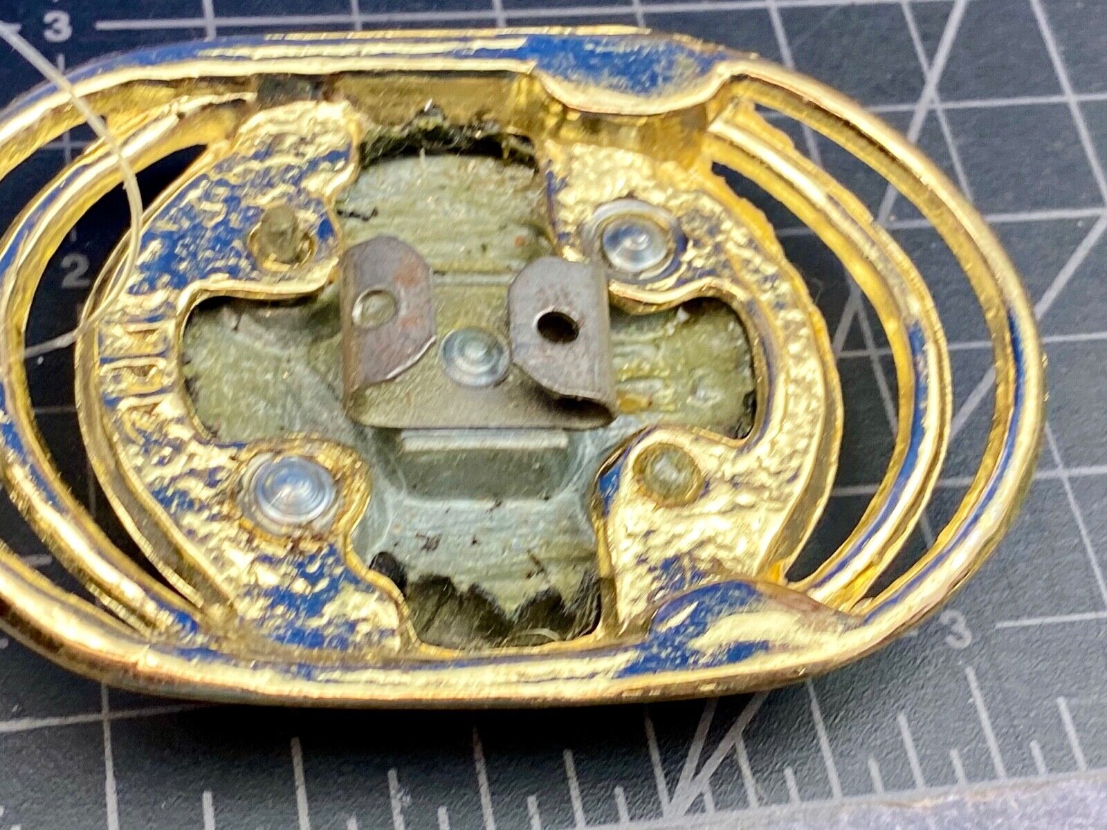 Vintage black and Gold Charmant of Beverly Hills, CA belt buckle scarf clip 