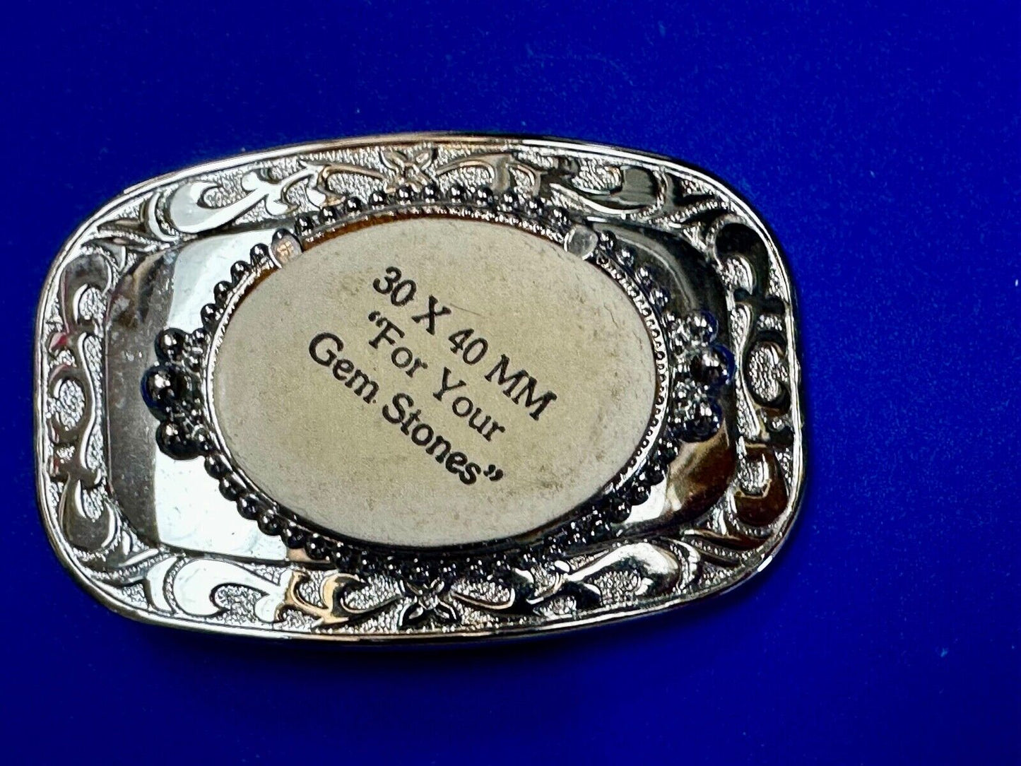 30 x 40 mm Silver Tone Horizontal Belt Buckle for your Cabochon Gem Stone