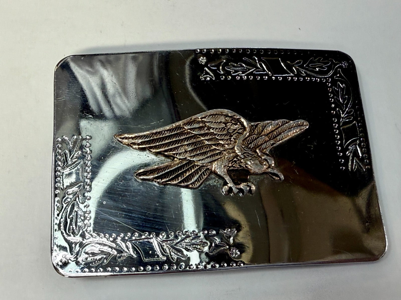 American Eagle Flying Diving Hunting on Reflective Two Tone Western Belt Buckle
