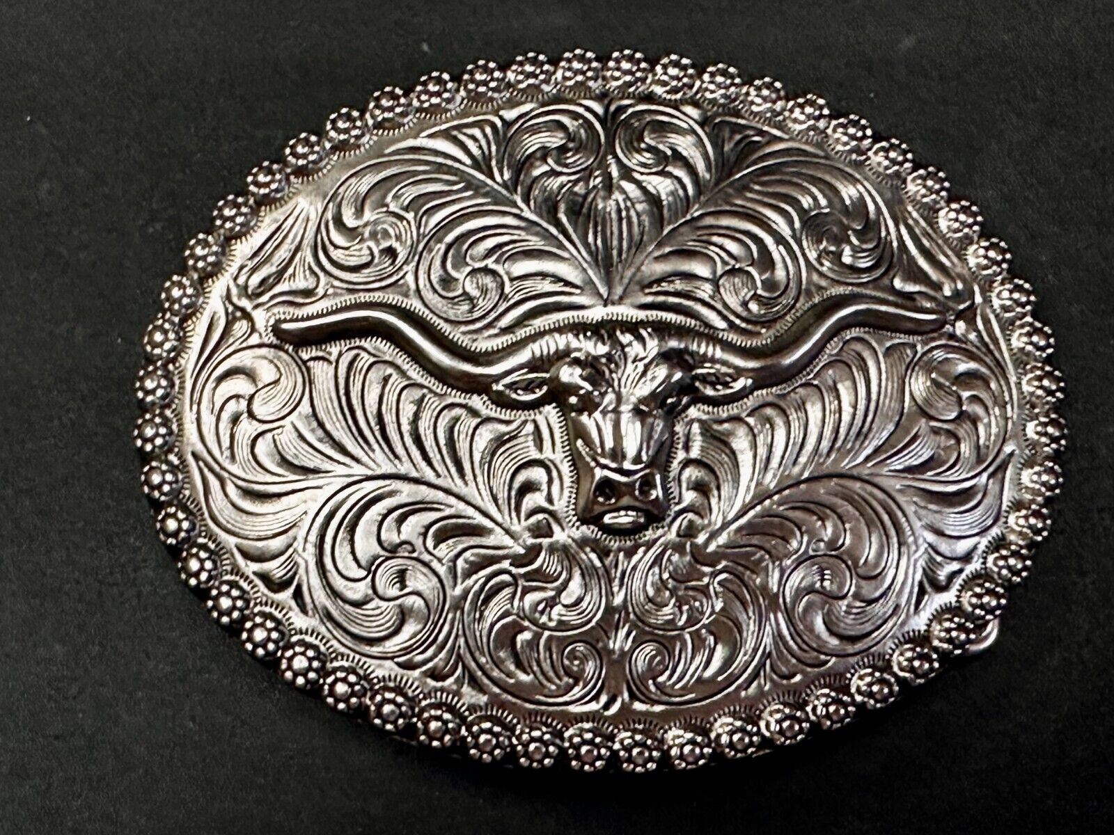 Texas Longhorn Steer Bull Cow Silver Tone Western Rodeo Cowboys Belt Buckle