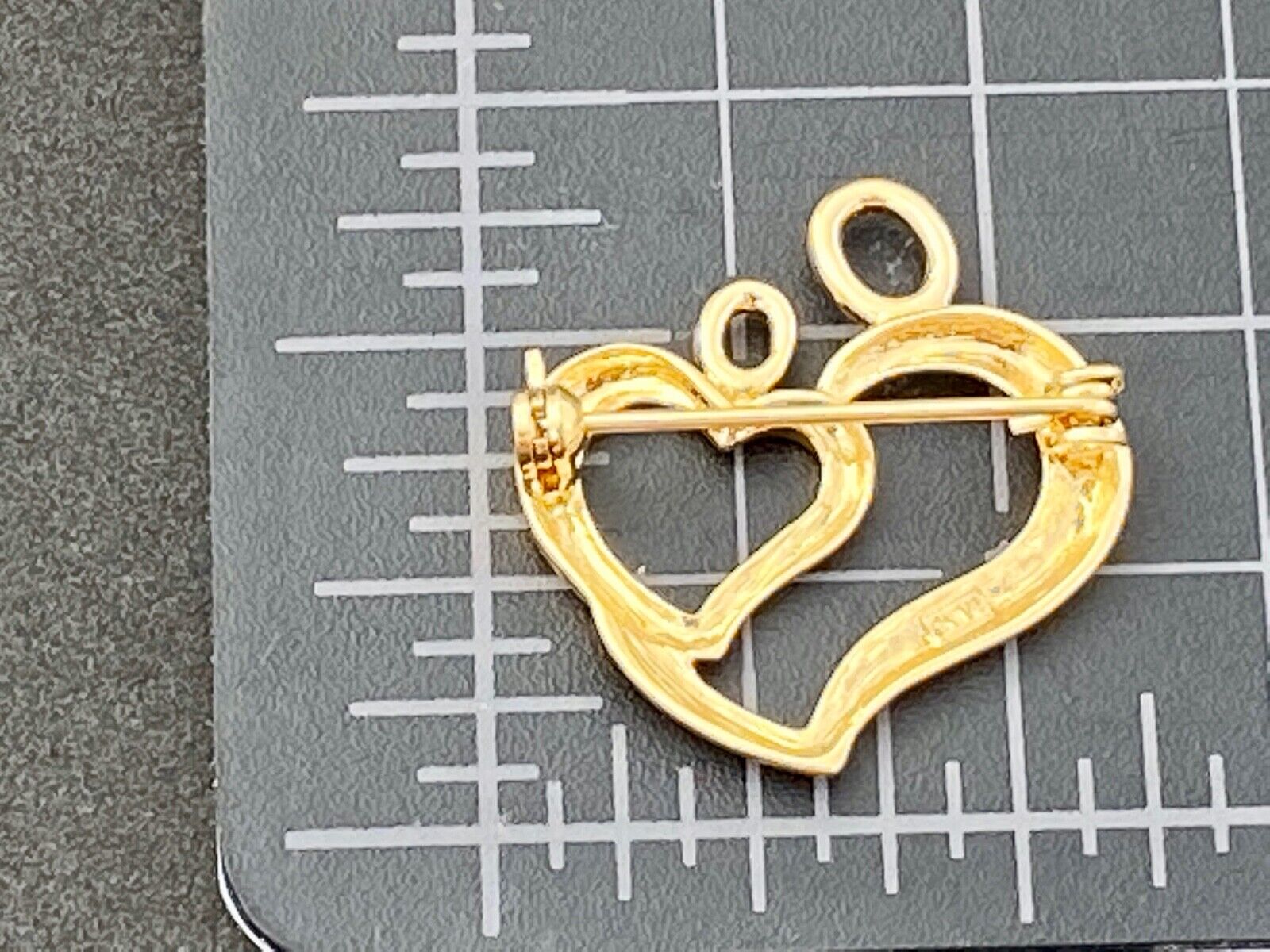 Vintage Brooch Scatter Pin Tie Tac Signed CTA Heart Victorian Antiqued 