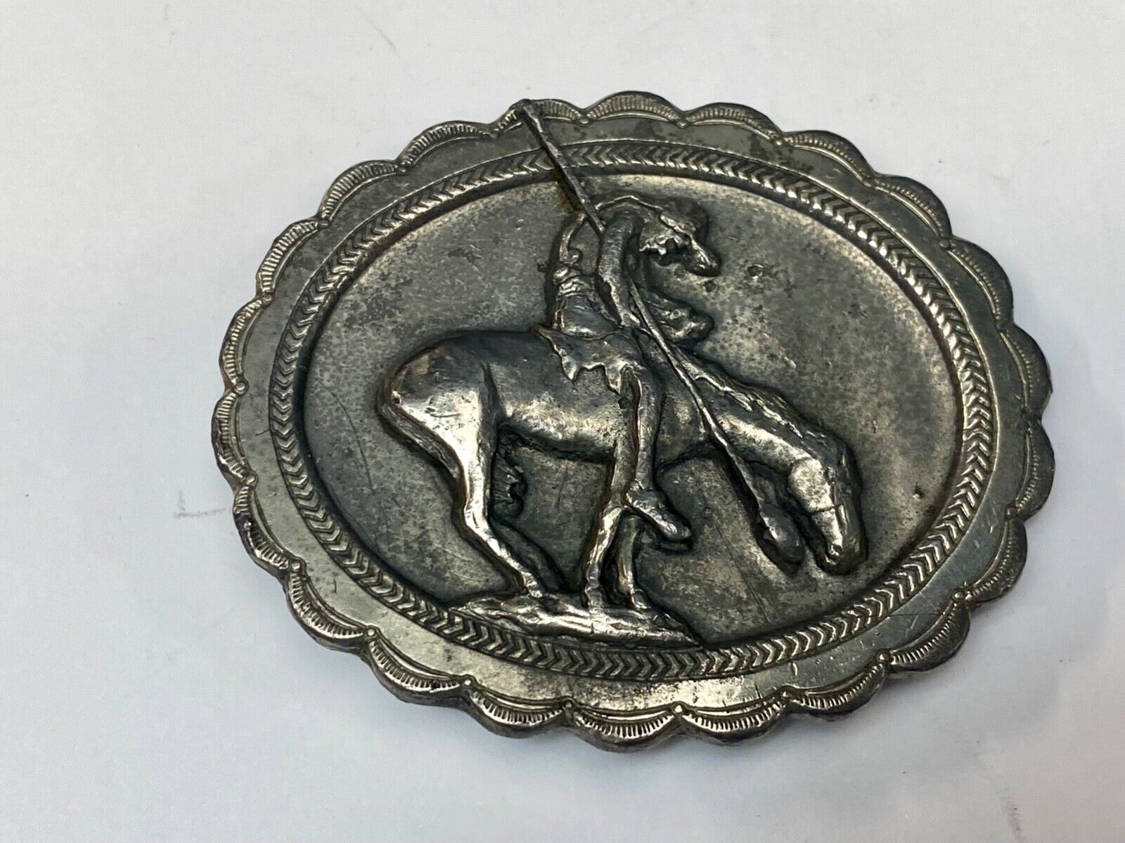 The Saga of the Native American Indian End of the Trial western belt buckle