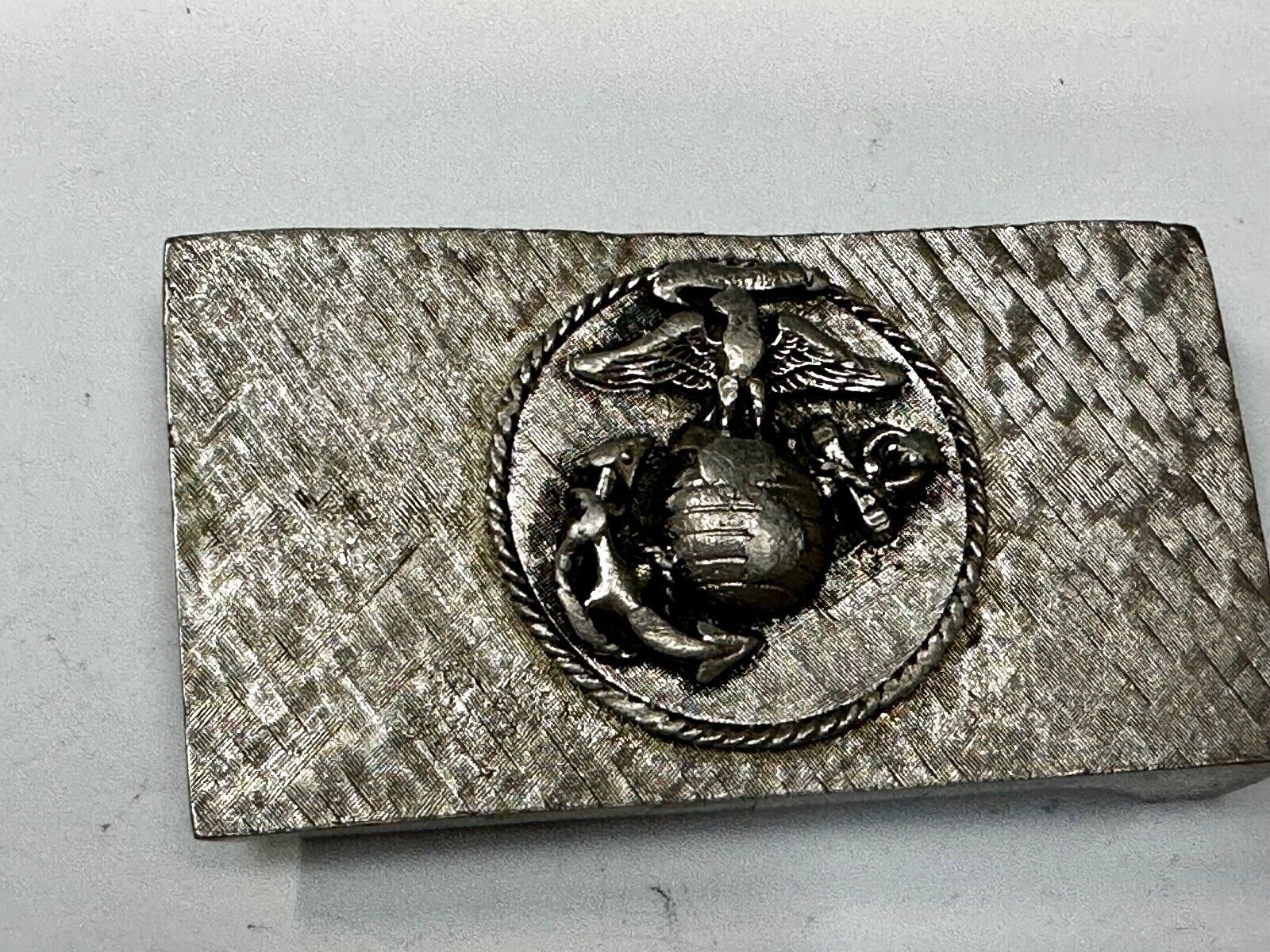 United States Marines Corps USA Military Emblem Silver Tone Belt Buckle
