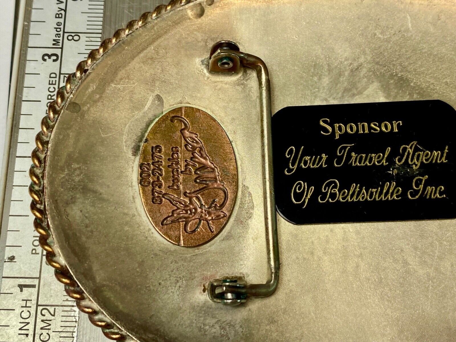 1996 ASGRA Calf Roping Atlantic Stampede turquoise coral belt buckle  - JACKSON