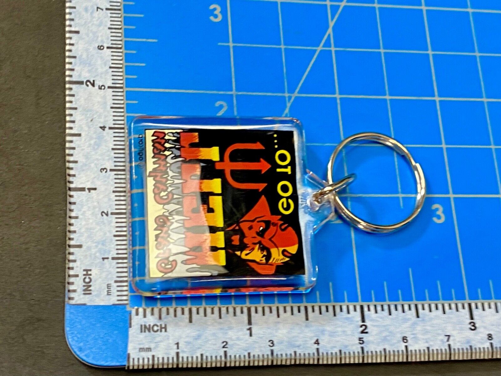 Vintage GO TO HELL Grand Cayman Devil Travel Souvenir Keychain - Key Ring Chain