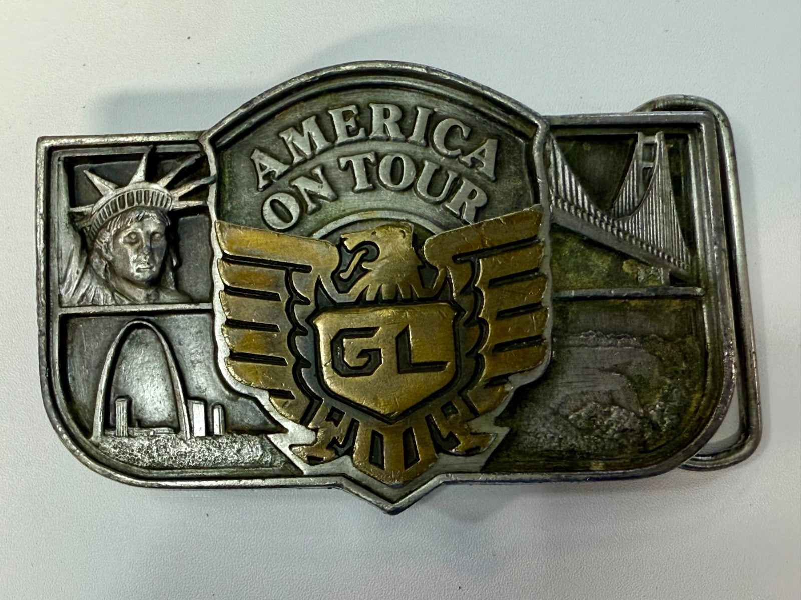 America on Tour Honda Motor Company Gold Wing Statue of Liberty Belt Buckle