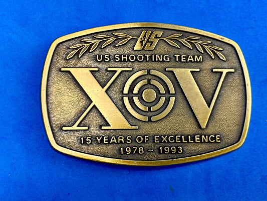 Vintage 1970's US shooting team XOV belt buckle - 15 years of excellence
