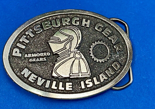 77 Pewter Belt Buckle Pittsburgh Gear Neville Island Great American Belt Buckle