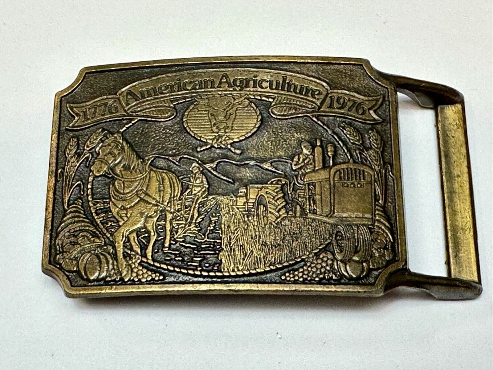 American Agriculture bicentennial celebration belt buckle 1975 - Ortho & Chevron