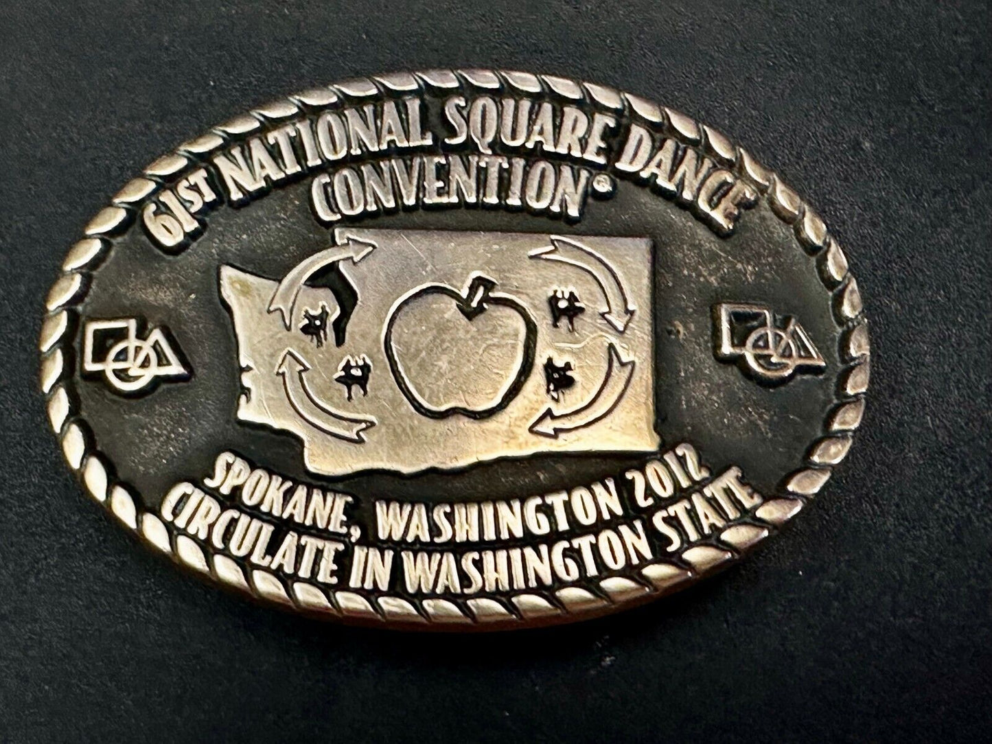 61st National Square Dance Convention Circulate in WA State Spokane Belt Buckle