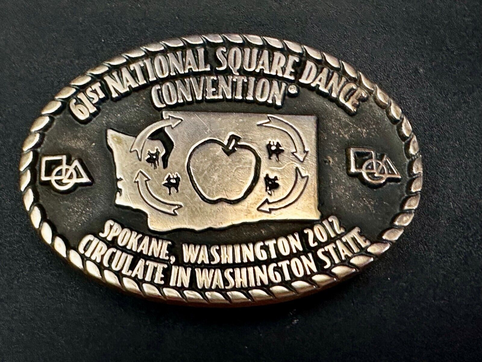 61st National Square Dance Convention Circulate in WA State Spokane Belt Buckle