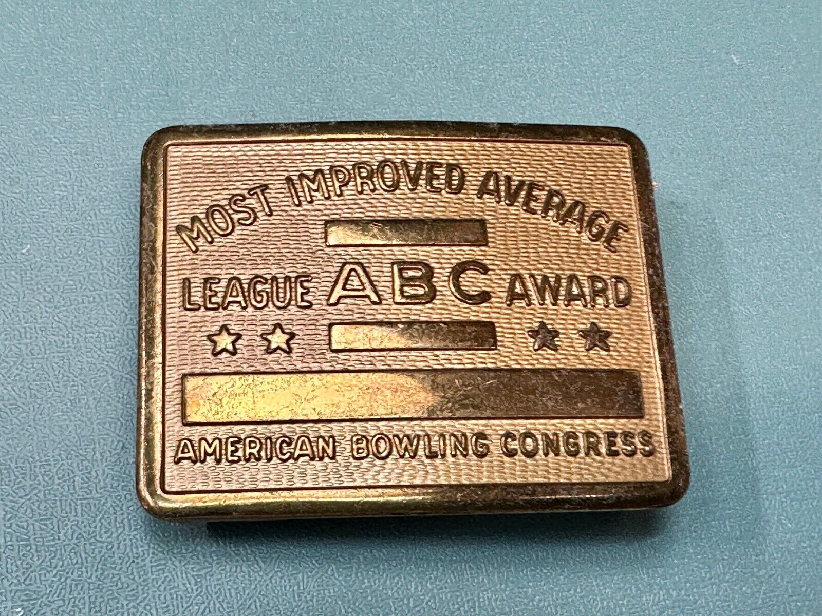 ABC Bowling League Award - NOT engraved most improved trophy belt buckle