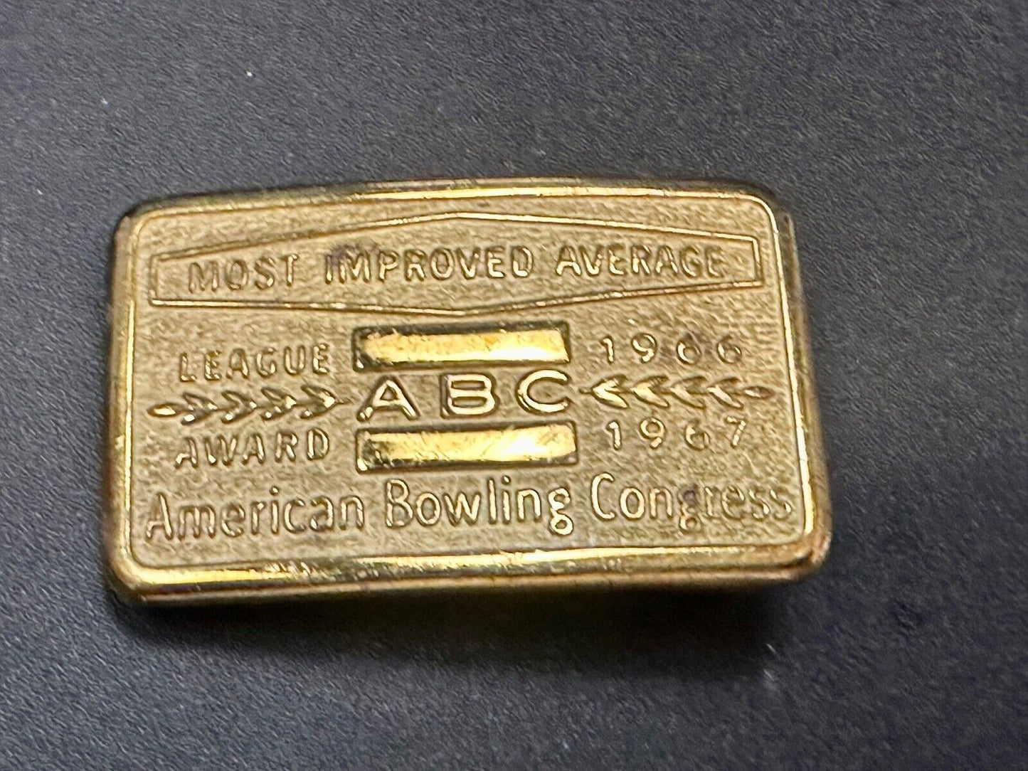 1966 - 67  MOST IMPROVED BOWLING AVERAGE - BLANK -  BELT BUCKLE ABC LEAGUE AWARD