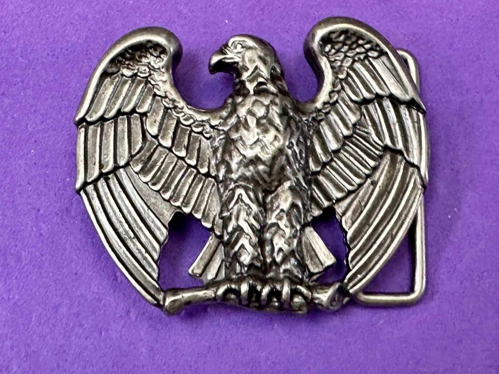 1970s CUT-OUT **BALD EAGLE ON BRANCH** PEWTERTONE PATRIOTIC BELT BUCKLE