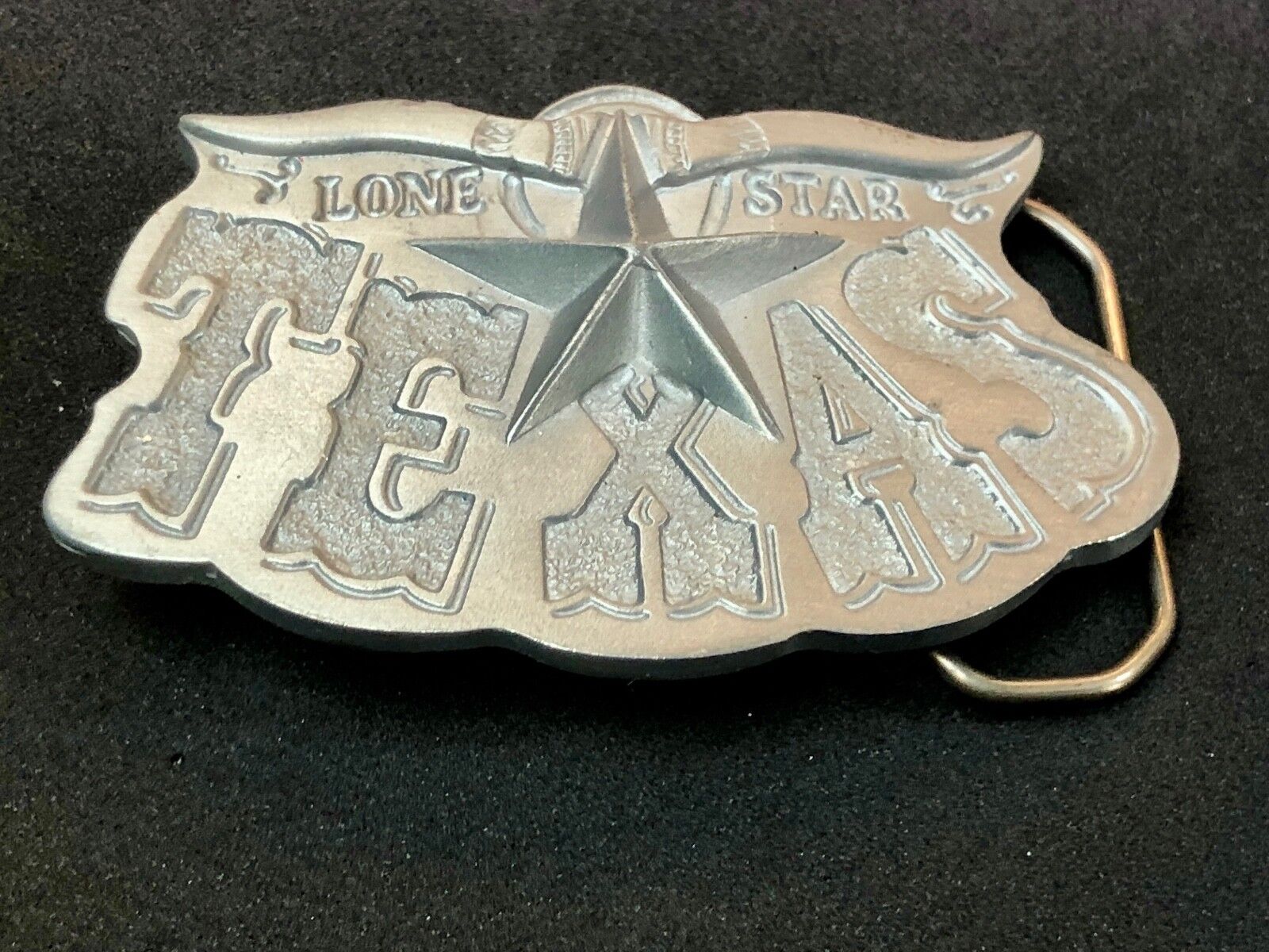 Vintage Great American Buckle Co Tx Texas Lone Star State - Long Horn Cowboy 