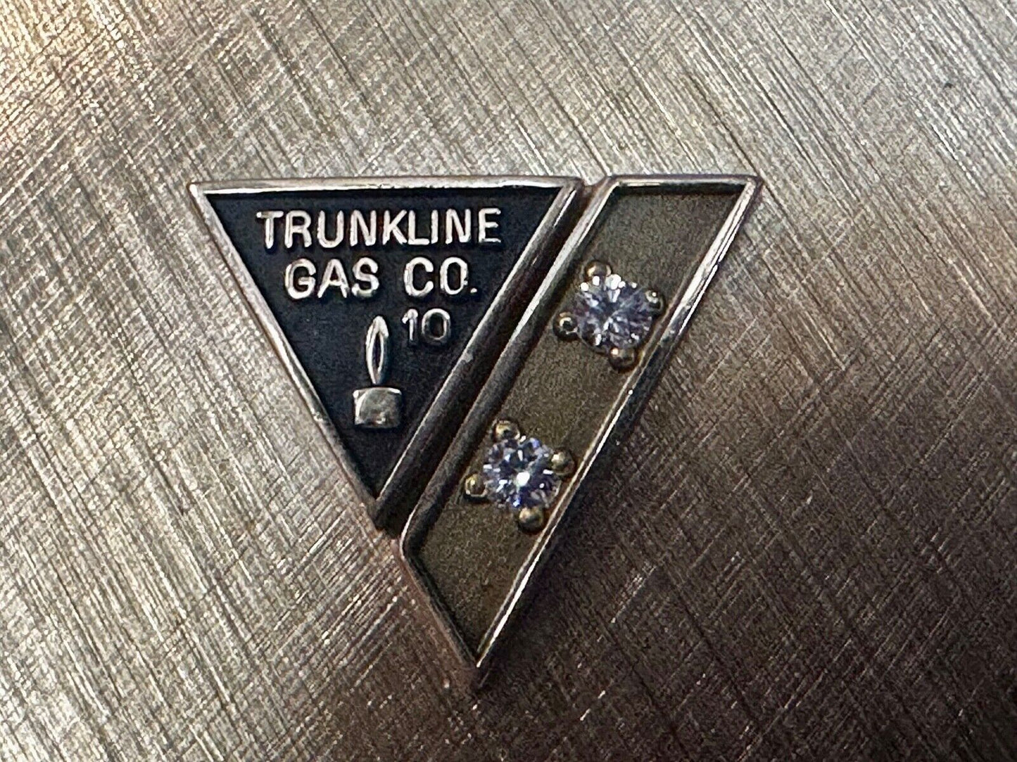 Trunkline Gas Company 10 Year Award Vtg. diamonds & gold centerpiece Belt Buckle