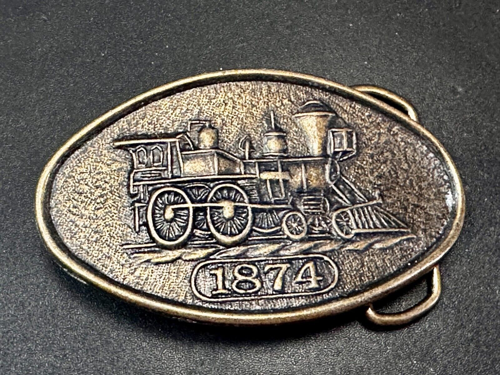 1874 Steam Engine Rail Road Railroad Train Vintage Belt Buckle