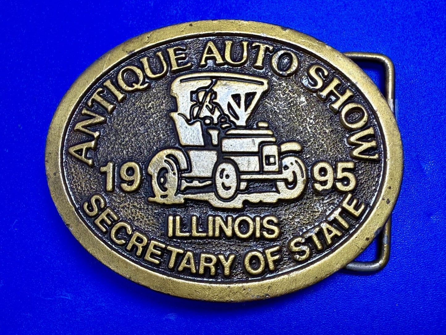 Antique Auto Show Secretary Illinois State 1995 Vintage Collectors Belt Buckle