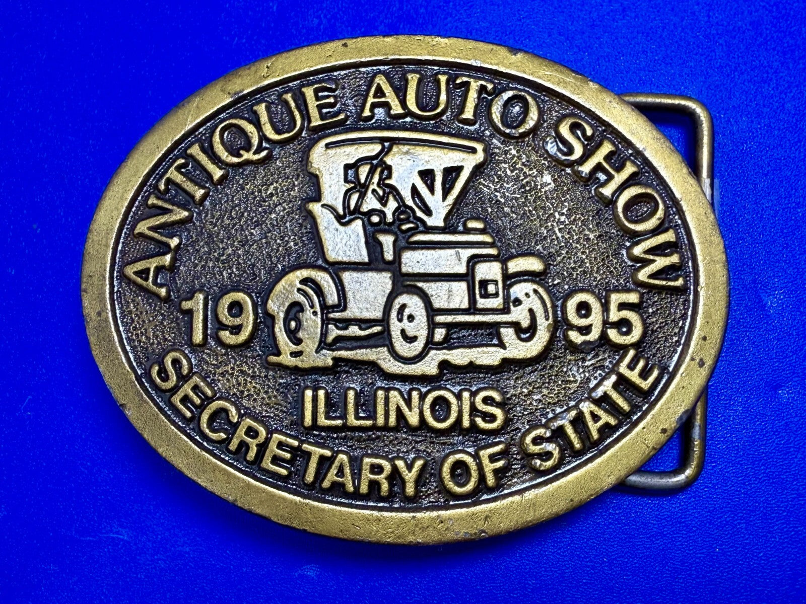 Antique Auto Show Secretary Illinois State 1995 Vintage Collectors Belt Buckle