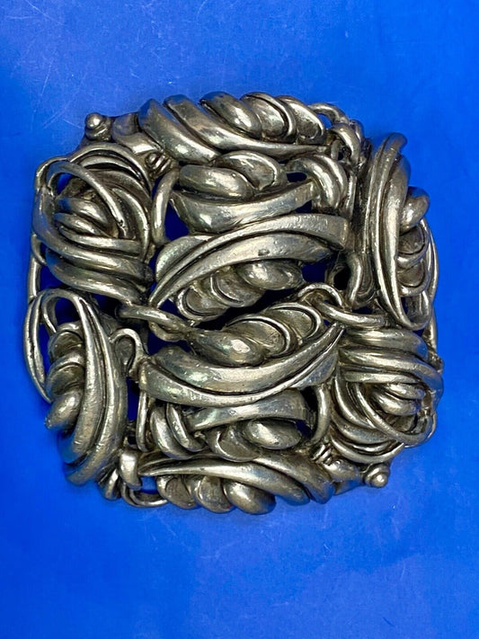 80'S Fahrenheit Ny Connie Bates Silver Tone Chunky See Through Belt Buckle