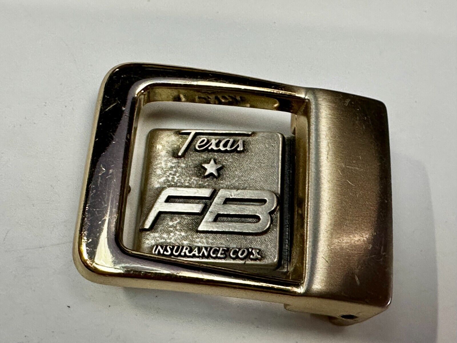 Texas Fb Insuriance Co Vintage Small Swing Out Gold Tone Belt Buckle