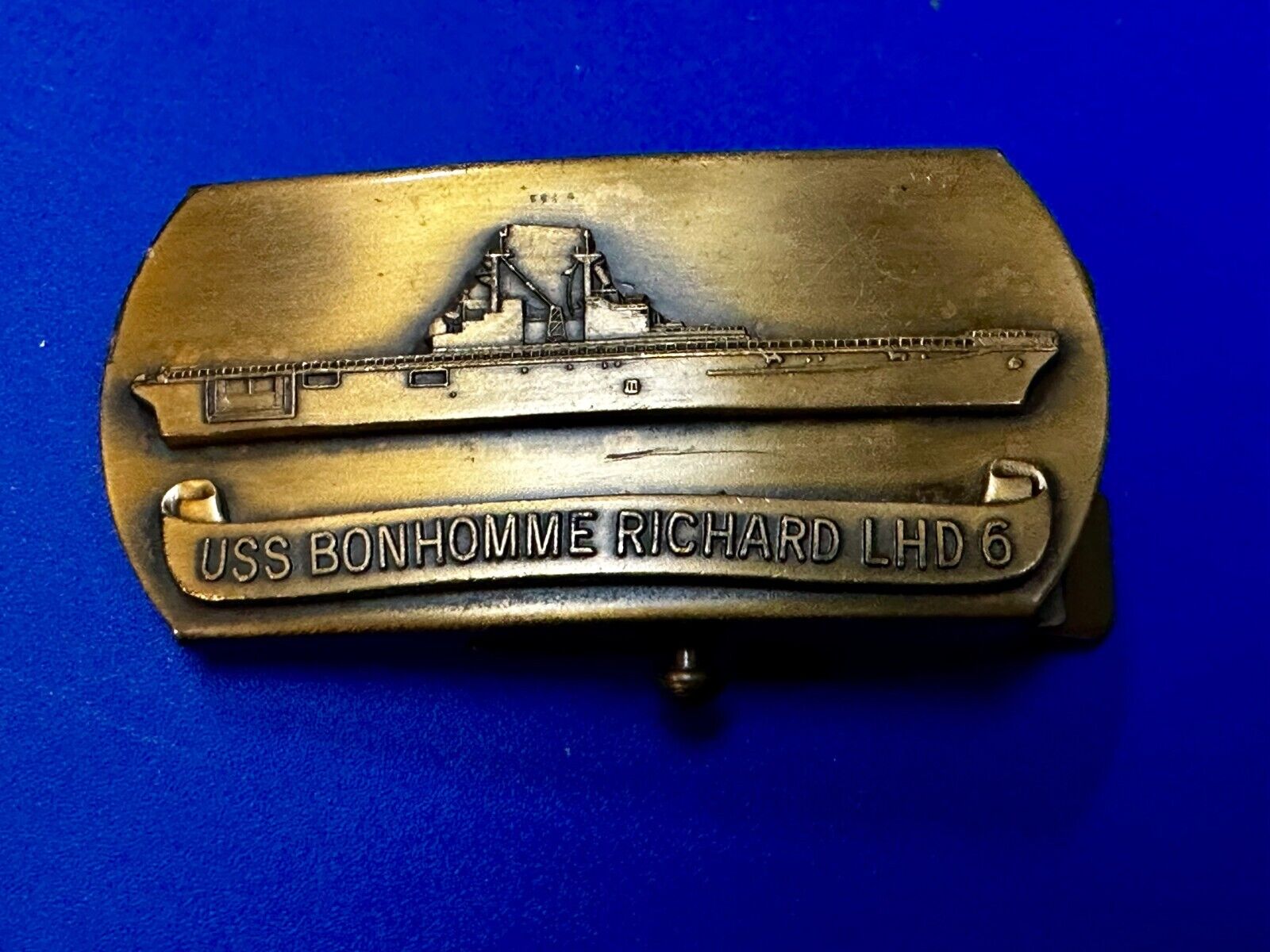 USS BonHomme Richard LHD-6 Assault Ship United States Navy Brass Belt Buckle
