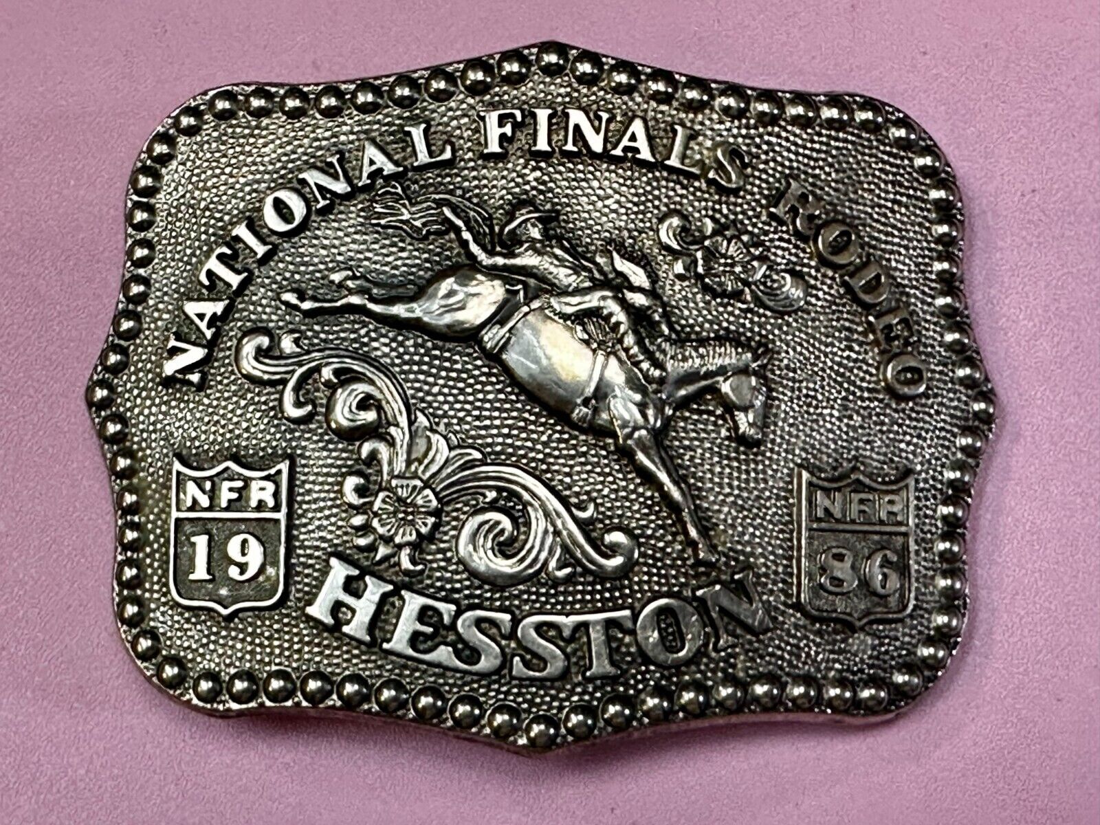 1986 Hesston National Finals Rodeo NFR Rodeo Cowboys NOS Western Belt Buckle