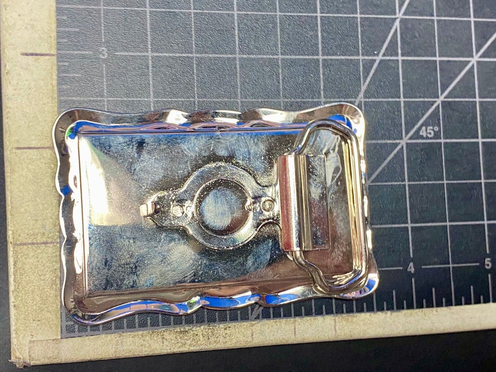 Vintage Etched Star Western Burst Pattern /  Swirl Belt Buckle 