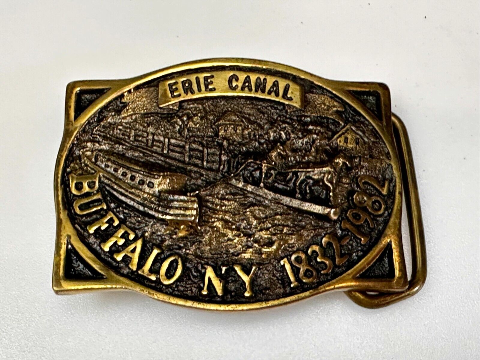 The Erie Canal Buffalo NY State Solid Brass Belt Buckle by Heritage Mint