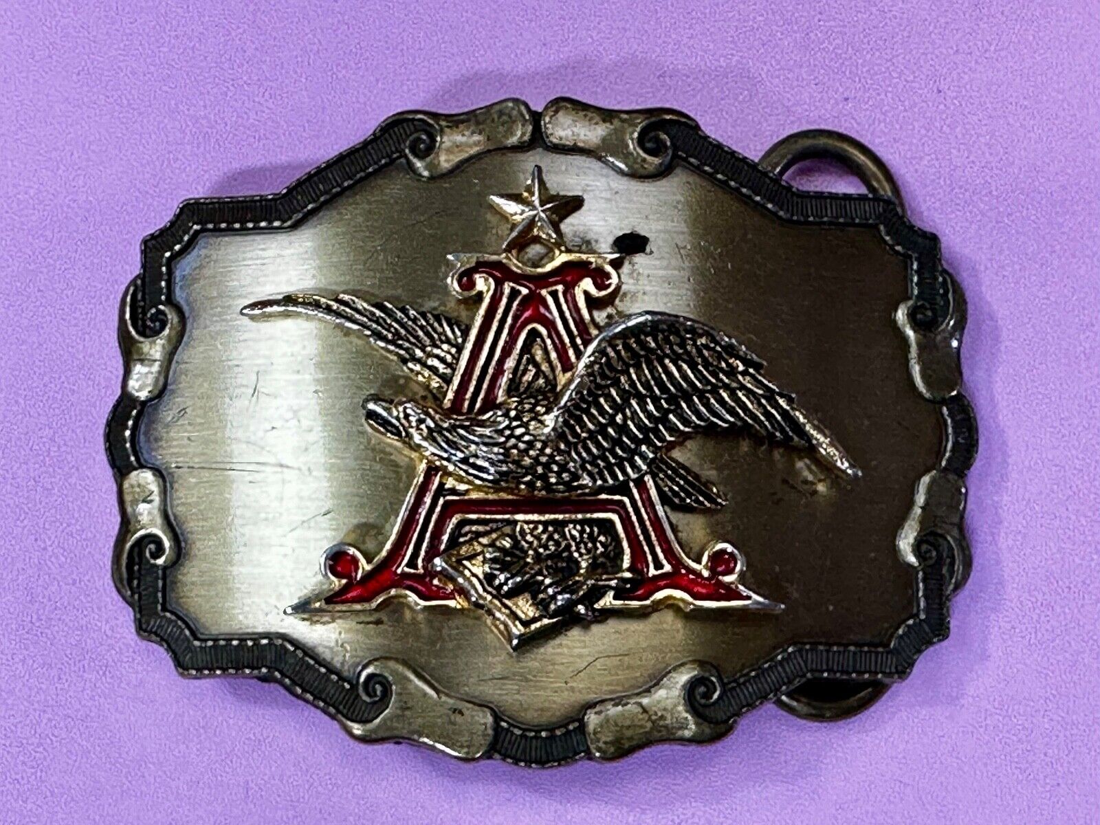 Anheuser-Busch Eagle Beer Co Vintage Western Framed Belt Buckle by Rain-Tree