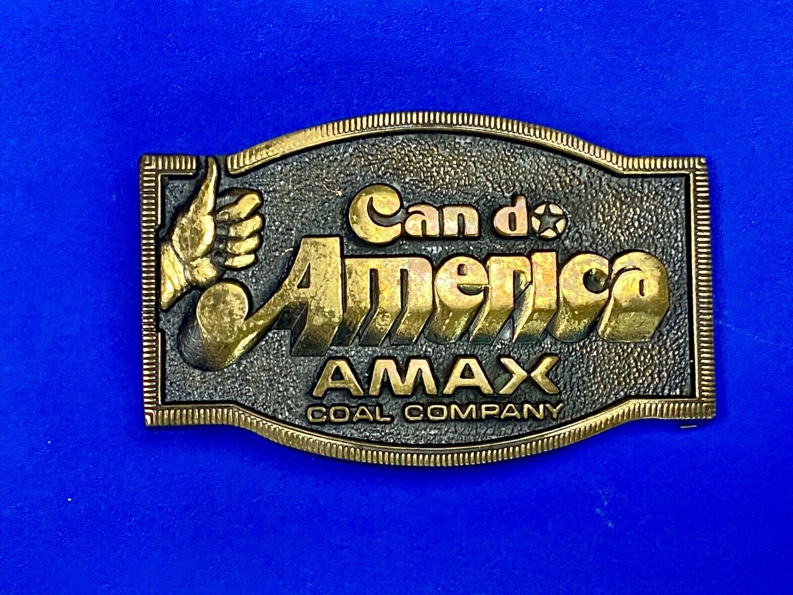 Amax Coal Surface Mining Miner Mine Can Do America Vintage Bts Belt Buckle