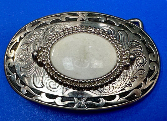 30 by 40mm SCOLECITE Cabochon Cab Stone Centerpiece on Western Belt Buckle