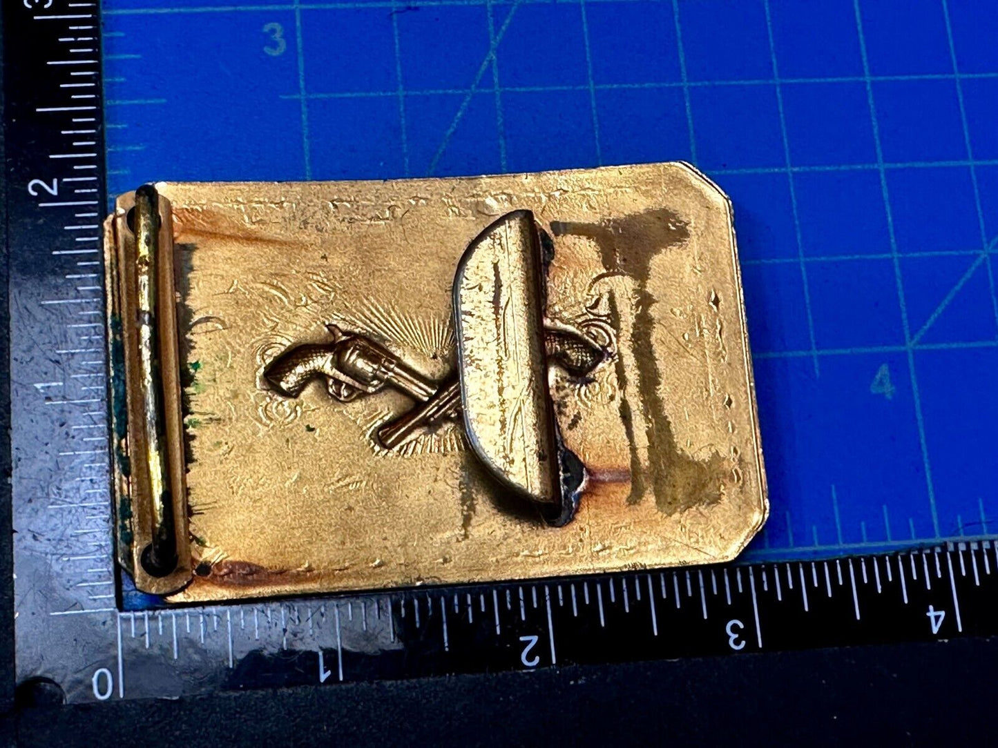 Twin Revolver Pistol Guns Two Tone Western Cowboy Vintage Belt Buckle