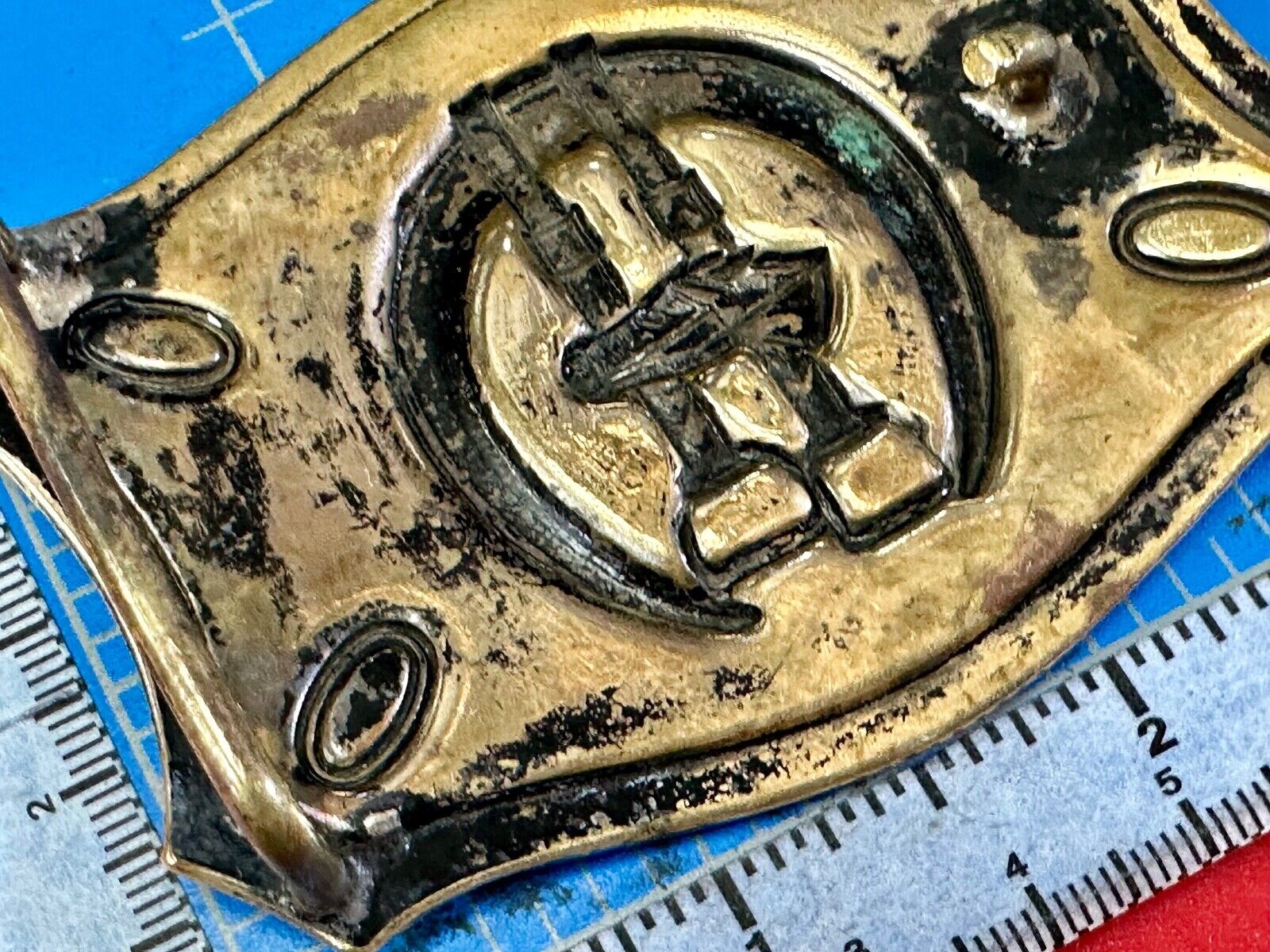 Vintage horse, head &  stirrups western lucky horseshoe belt buckle