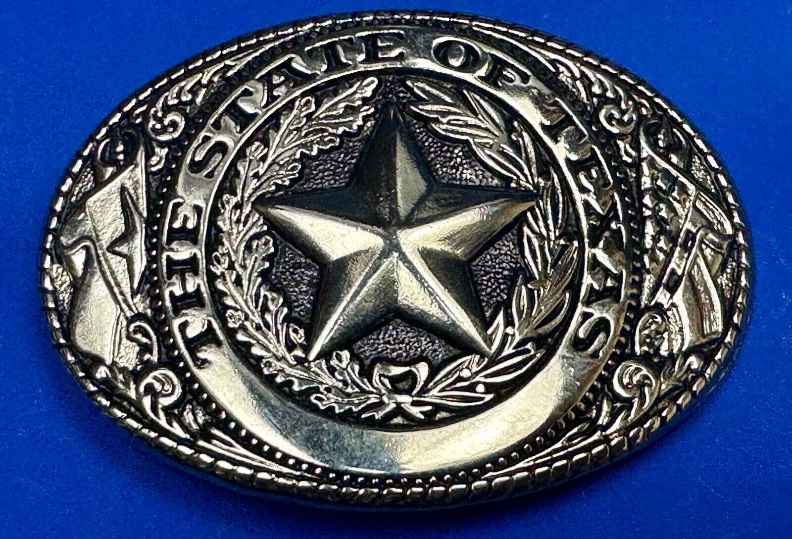 The Great State of Texas - Tx Star, Flag western light gold color belt buckle