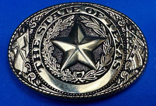 The Great State of Texas - Tx Star, Flag western light gold color belt buckle